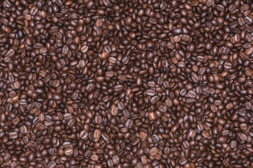 Roasted coffee beans background, Photo coffee close up