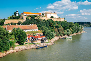 Fototapeta na wymiar Petrovaradin Fortress on Danube river in Serbia
