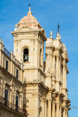 Fototapeta na wymiar Panoramic view of Noto old town and Noto Cathedral, Sicily, Italy.