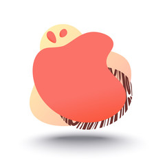 Abstract liquid shape with gradient, zebra print texture, coral color (2019 trend). Design element for web banners, flyers. Isolated, white background, with place for your text. Vector illustration.