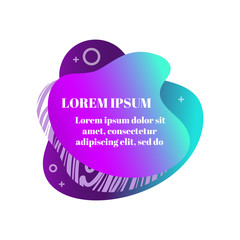 Abstract fluid gradiented shape, trendy neon blue violet cyan colors. Useful as a design element for web banners, flyers. Isolated, white background, applicable for your text. Vector illustration.