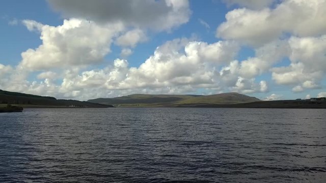 Aerial rising over lake in Donegal, Ireland.