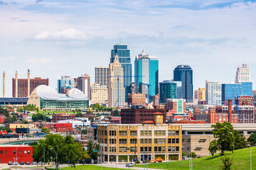 Kansas City, Missouri, USA downtown city skyline.