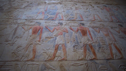 Egypt color paint hieroglyphic  abundance of Niles river people with food and farming