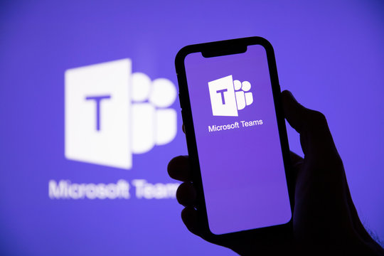 LONDON, UK - May 1st 2020: Microsoft Teams Logo On A Smartphone