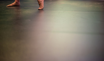 Ballet dancers feet on stage