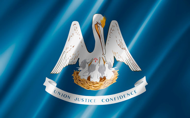 Image of the waving flag American state Louisiana (3D rendering)