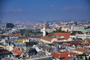 Fototapeta na wymiar An aerial view of Vienna, Austria from St. Stephen's Cathedral.