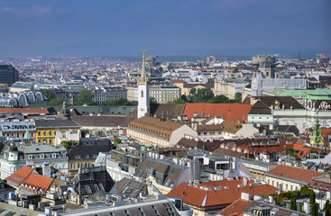 Fototapeta na wymiar An aerial view of Vienna, Austria from St. Stephen's Cathedral.