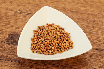 Coriander seeds in the bowl