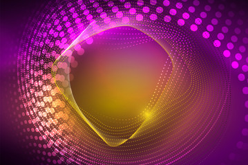 Obraz premium Abstract particles, wave background, neon motion techno design