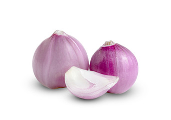 Obraz na płótnie Canvas shallots onion chopped isolated on a white background