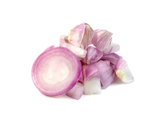 shallots onion chopped isolated on a white background