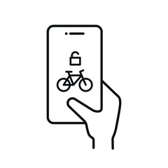 security bike rental icon, lock bicycle smybol, mobile app for unlocking a bicycle vector