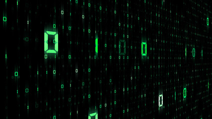 Digital World Data Space number digits text 3D illustration background.