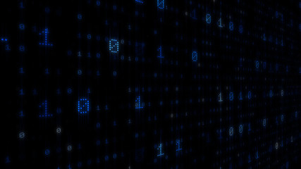 Digital World Data Space number digits text 3D illustration background.