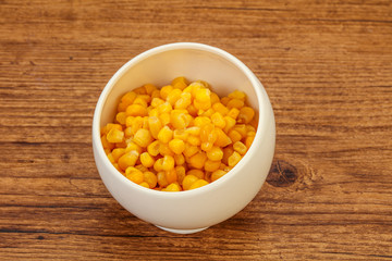 Sweet corn seeds in the bowl