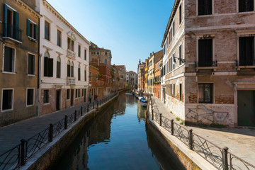 canal in venice, Italy, with beautiful water reflection and colors