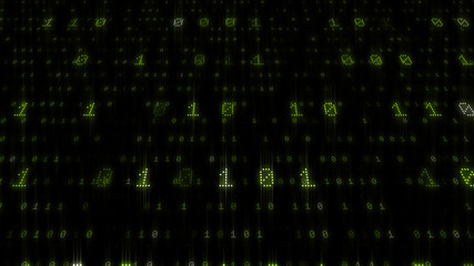 Digital World Data Space number digits text 3D illustration background.
