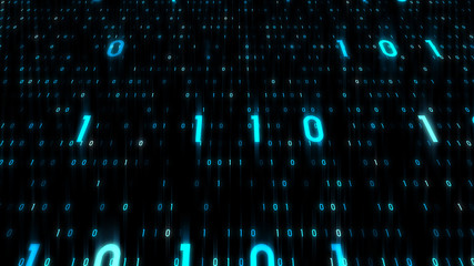 Digital World Data Space number digits text 3D illustration background.