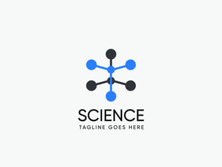 Science laboratiry sign, molecular new technology symbol.DNA logo design template