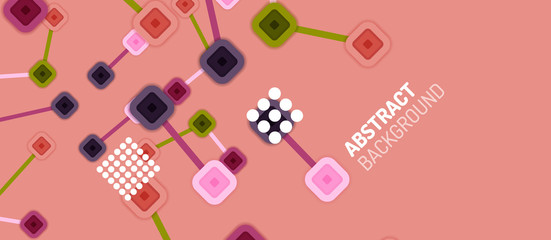 Abstract square dot connections, flat style multicolored geometric background for Wallpaper, Banner, Background, Card, Book Illustration, landing page or poster design
