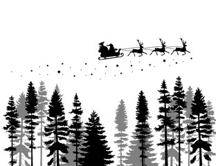 Santa Claus on the sky in winter season.Merry Christmas and Happy New Year. paper art design.Vector EPS 10.