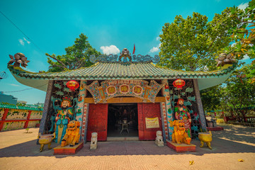 view of Phu Chau Temple, is located in the middle of a branch of the Saigon River, with a age of 3 centuries and is widely sought after by the sacred.