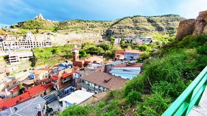 TBILISI, GEORGIA  APRIL 19, 2020:  Beautiful aerial view of the old part of city   in Tbilisi, Georgia © Victoria Key