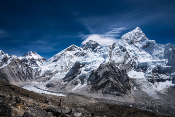 Fototapeta na wymiar Blick vom Kala Patthar auf den Mt. Everest und Lhotse