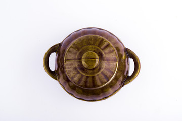 clay pots close-up. clay pots on a white background