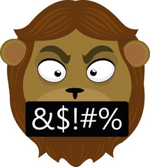 Vector illustration of the face of an angry lion