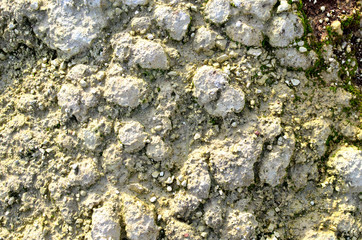 Natural chalk stones background. Chalk is a soft, white, porous, sedimentary carbonate rock, a form of limestone composed of the mineral calcite.  Rock forms from the ooze. Mining concept