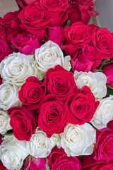 Multi-colored bouquet of red, pink and white roses