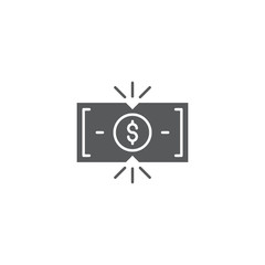 Tearing money banknote vector icon symbol isolated on white background