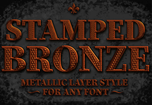 Bronze Stamped Text Style Mockup