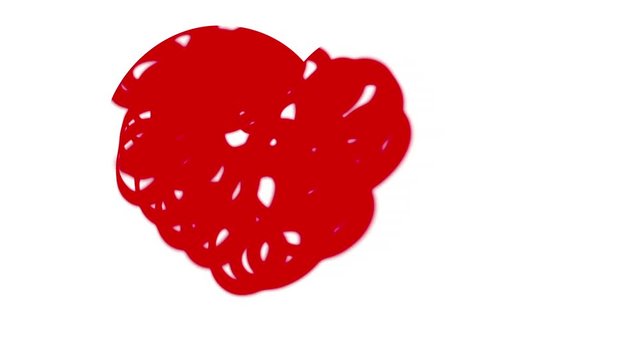 Red colored heart-shaped graphic symbol, in formation with brush strokes, on a white background.
