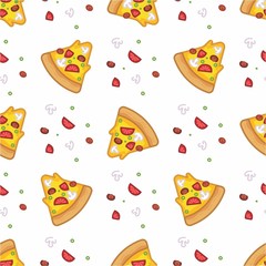 pattern seamless of pizza in style flat, line, modern design. - vector illustration