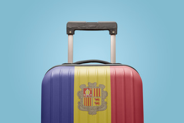 Baggage with Andorra flag print tourism and vacation concept.