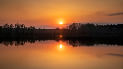 Reflecting Winter Sunset at Lake Fühlingen 