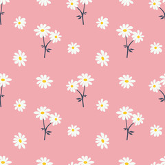 Fototapeta na wymiar daisy polka pattern pink tee illustration art vector