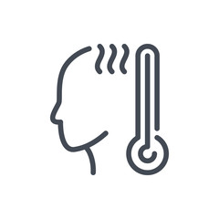 High temperature line icon. Fever heat vector outline sign.