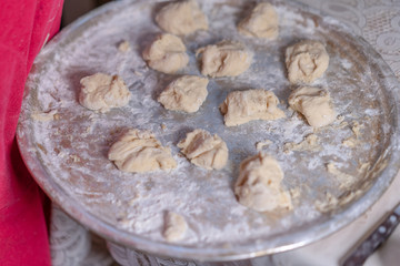Preparing the dough for baking