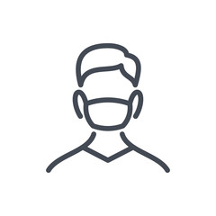 Man with mask line icon. Mouth guard mask vector outline sign.