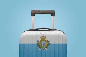 Baggage with San Marino flag print tourism and vacation concept.