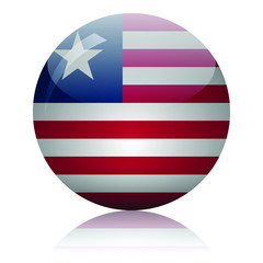 Liberian flag glass button vector illustration