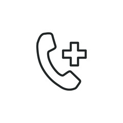 Phone icon in flat style. Telephone - call symbol. Call for help. Vector illustration