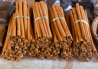 cinammon sold at market in Seychelles island