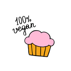 vegan muffin doodle icon, vector illustration