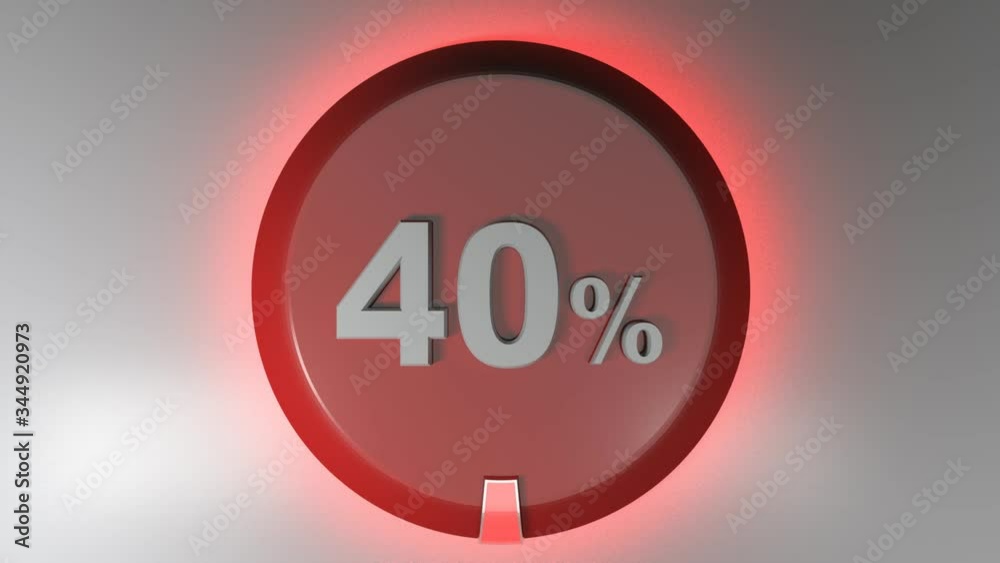 Poster a red circle sign with the write 40% and a rotating cursor - 3d rendering video clip